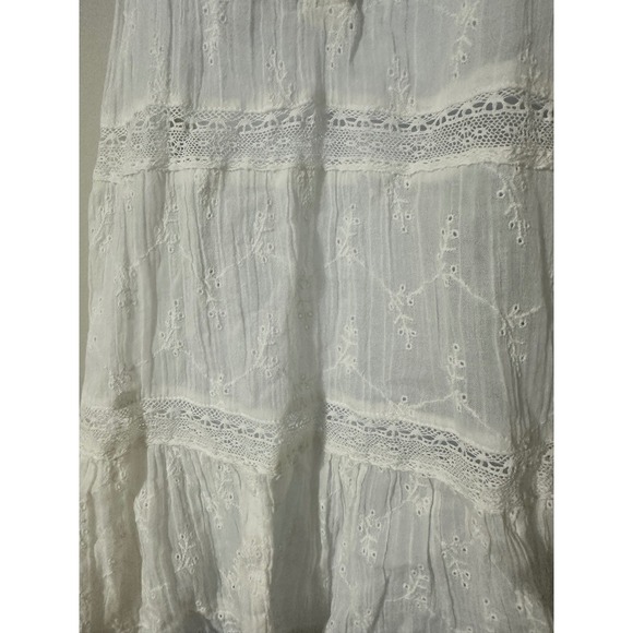 Sundance Embroidered Eyelet Lace Tiered Sleeveless Blouse Top XS Boho Chic - Picture 2 of 7
